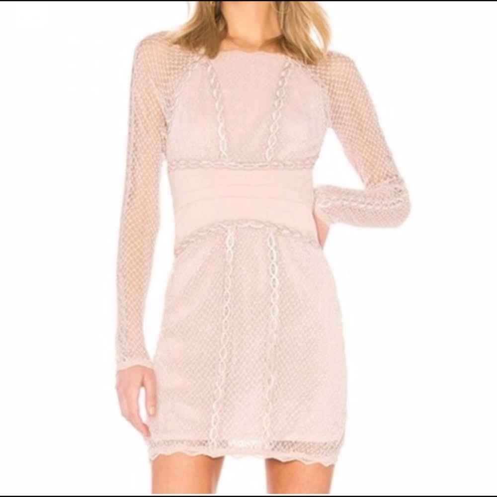 NWT Free people mix mesh bodycon champagne dress - Picture 3 of 8